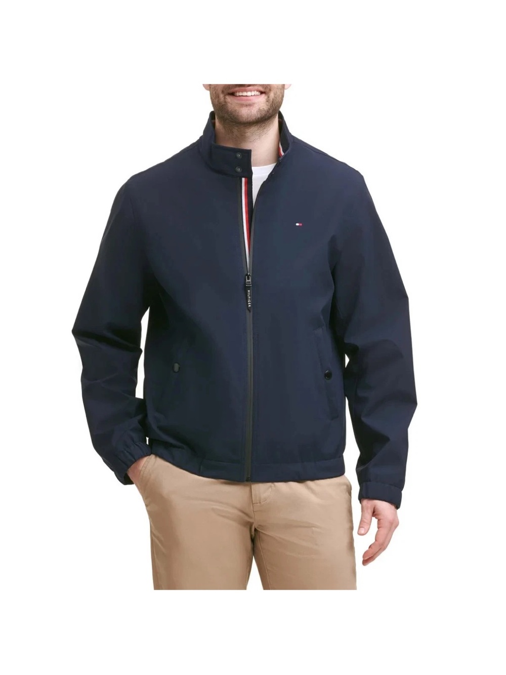 Tommy Hilfiger Men's Bomber Jacket Water and Wind Resistant Blue XXL